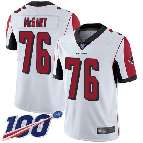 Atlanta Falcons Limited White Men Kaleb McGary Road Jersey NFL Football 76 100th Season Vapor Untouchable